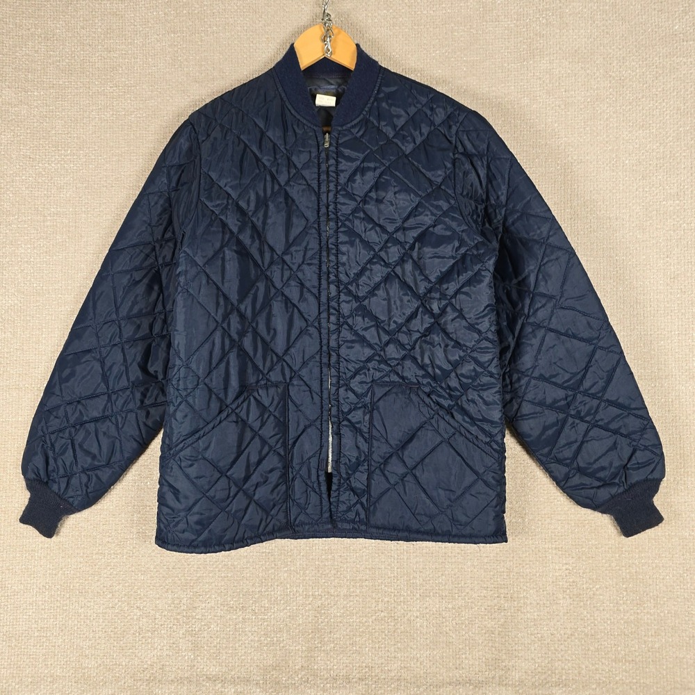 Vintage OshKosh B'Gosh Quilted Jacket Liner Navy Blue Mens Med Long Made in USA